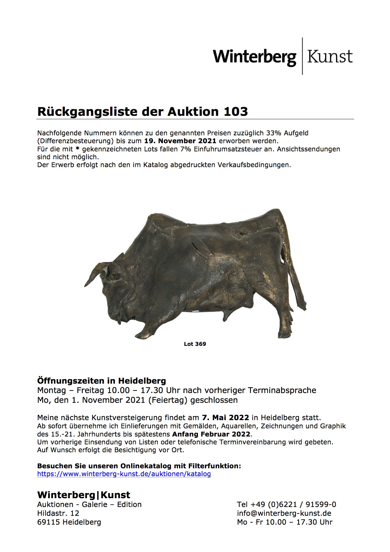 Auktion 103 – Oktober 2021