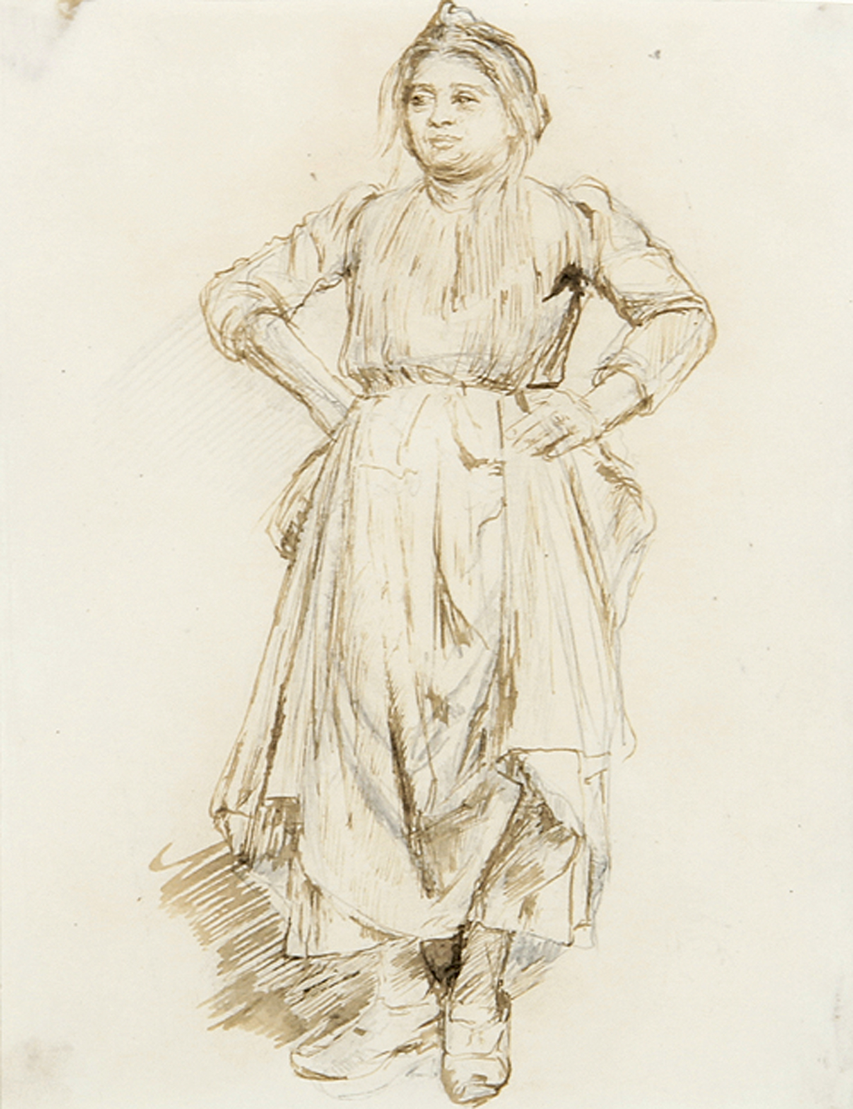 Giuseppina, die Tochter des Künstlers, stehend - Zwei Kopfstudien von Giuseppina.