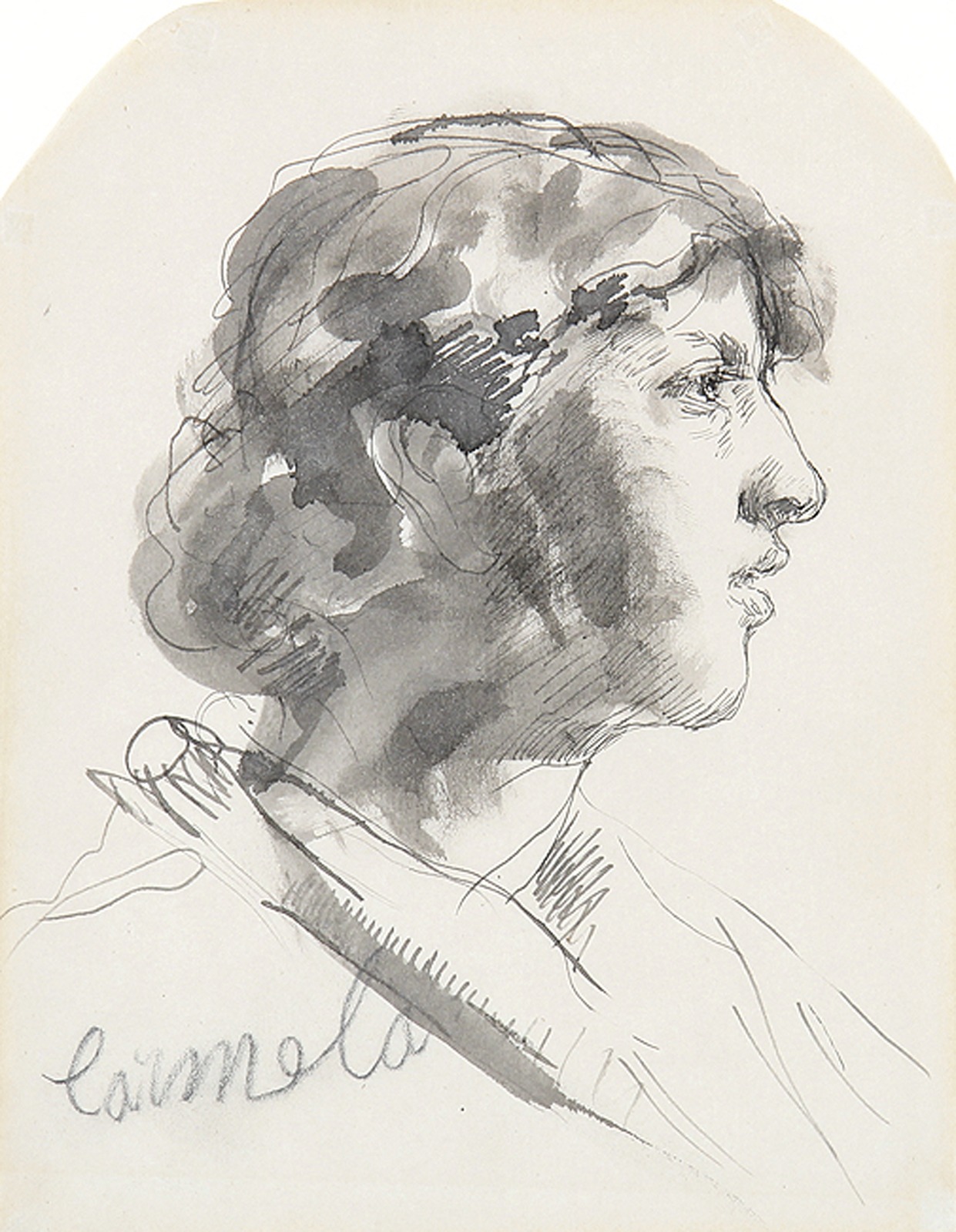 Kopf "Carmela" im Profil nach rechts - Giuseppina, die Tochter des Künstlers, sitzend.