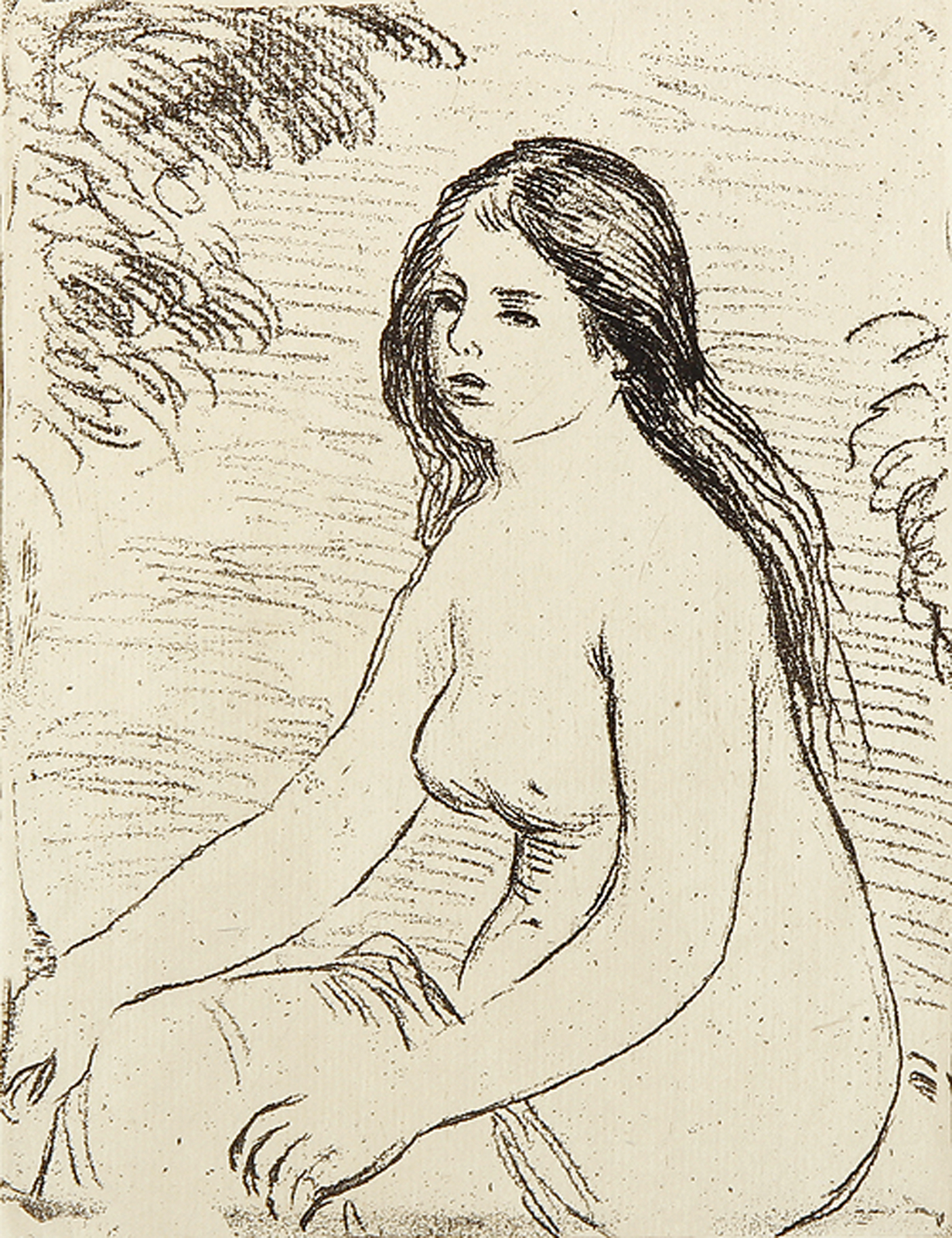 Femme nue assise.