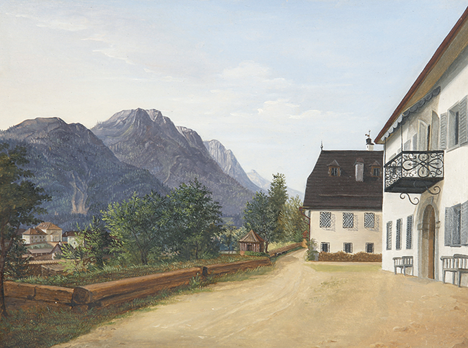 Häuser am Alpenrand.
