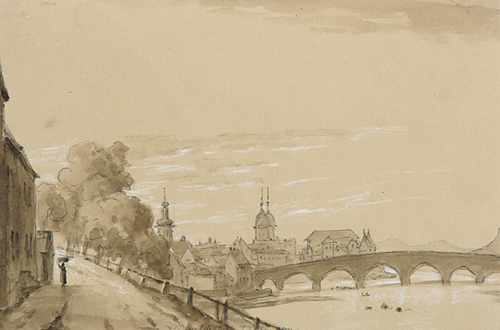 Blick über den Neckar und die Alte Brücke auf die Altstadt von Heidelberg.