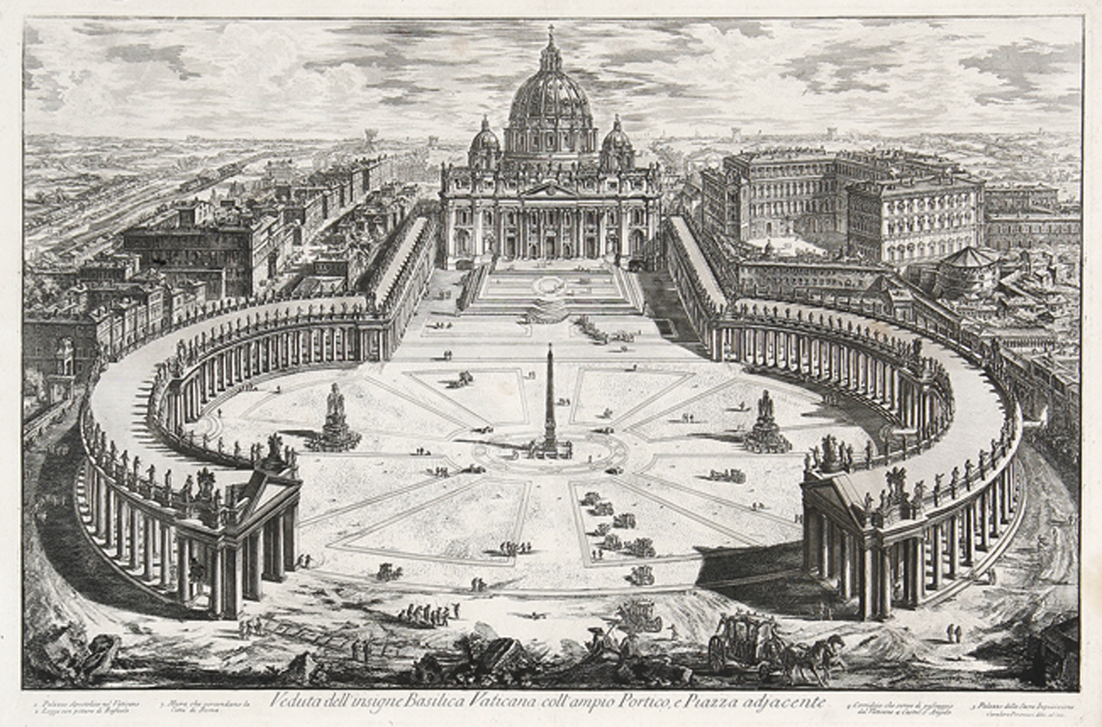 Veduta dell"insigne Basilica Vaticana coll"ampio Portico, e Piazza adjacente.