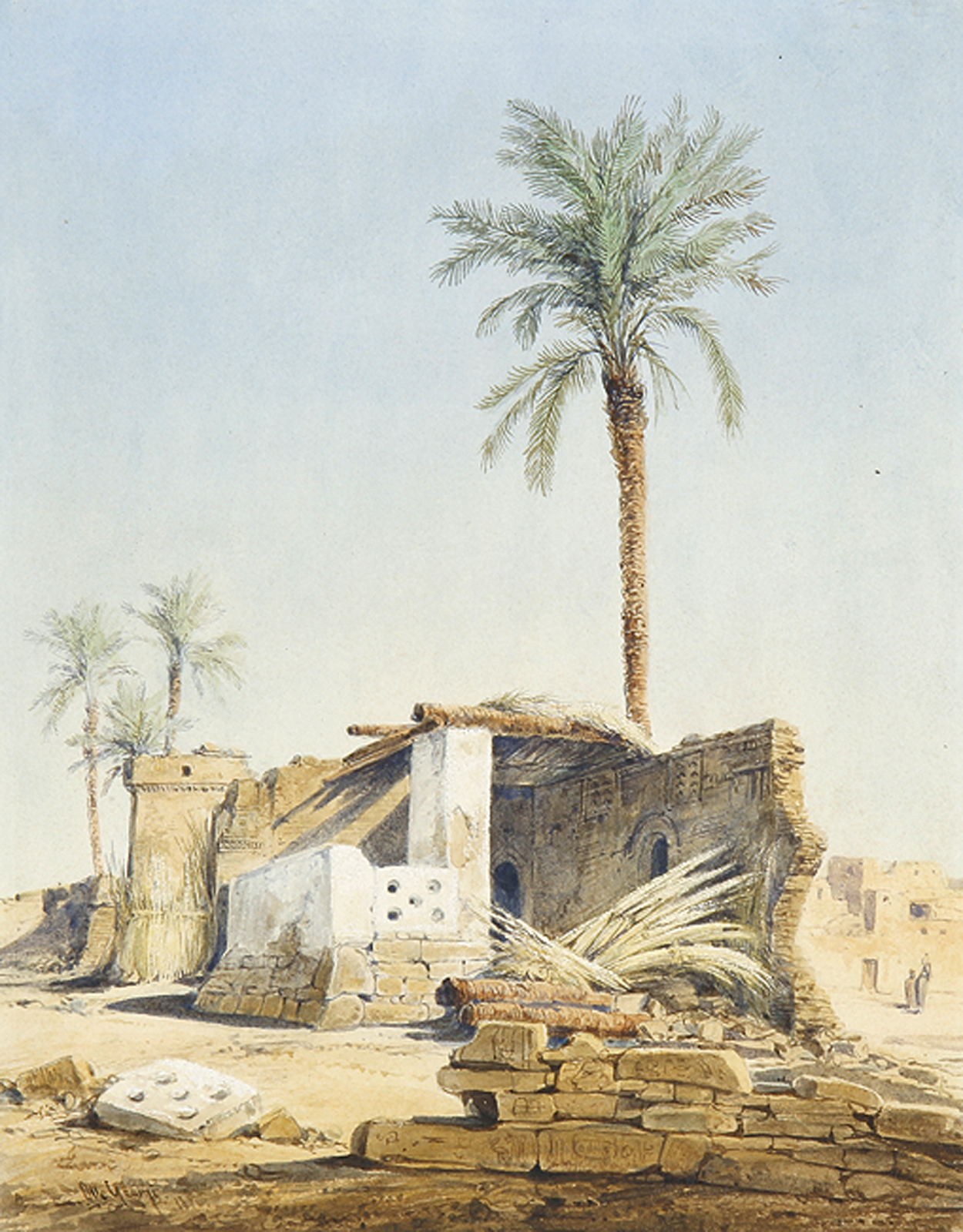 Ägyptisches Dorf mit alten Ruinen.