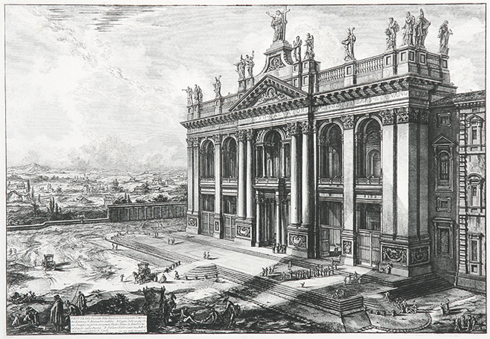 Veduta della Facciata della Basilica di San Giovanni Laterano.