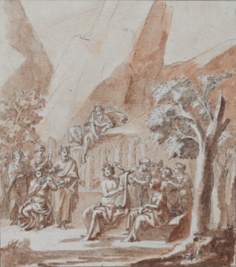 Der Wettkampf des Apollo mit dem Satyr Marsyas.
