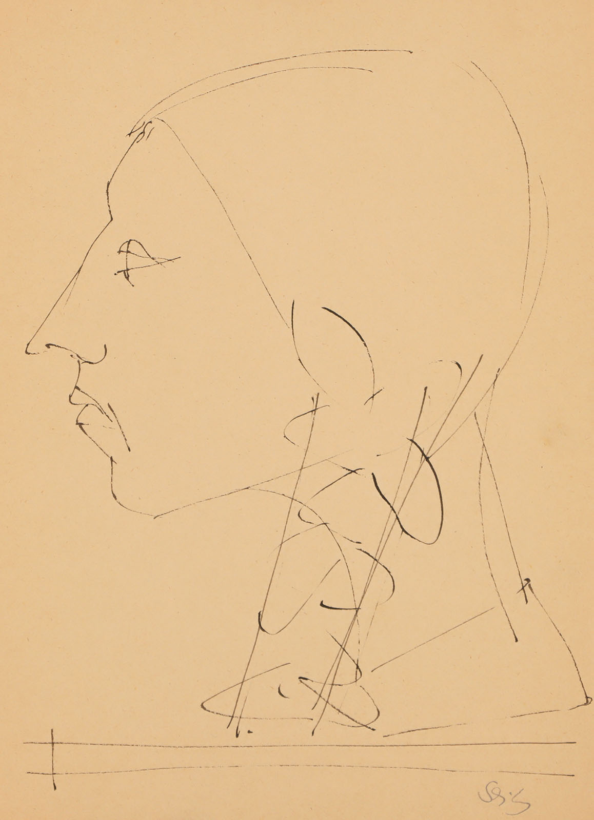 Mädchenkopf im Profil nach links.