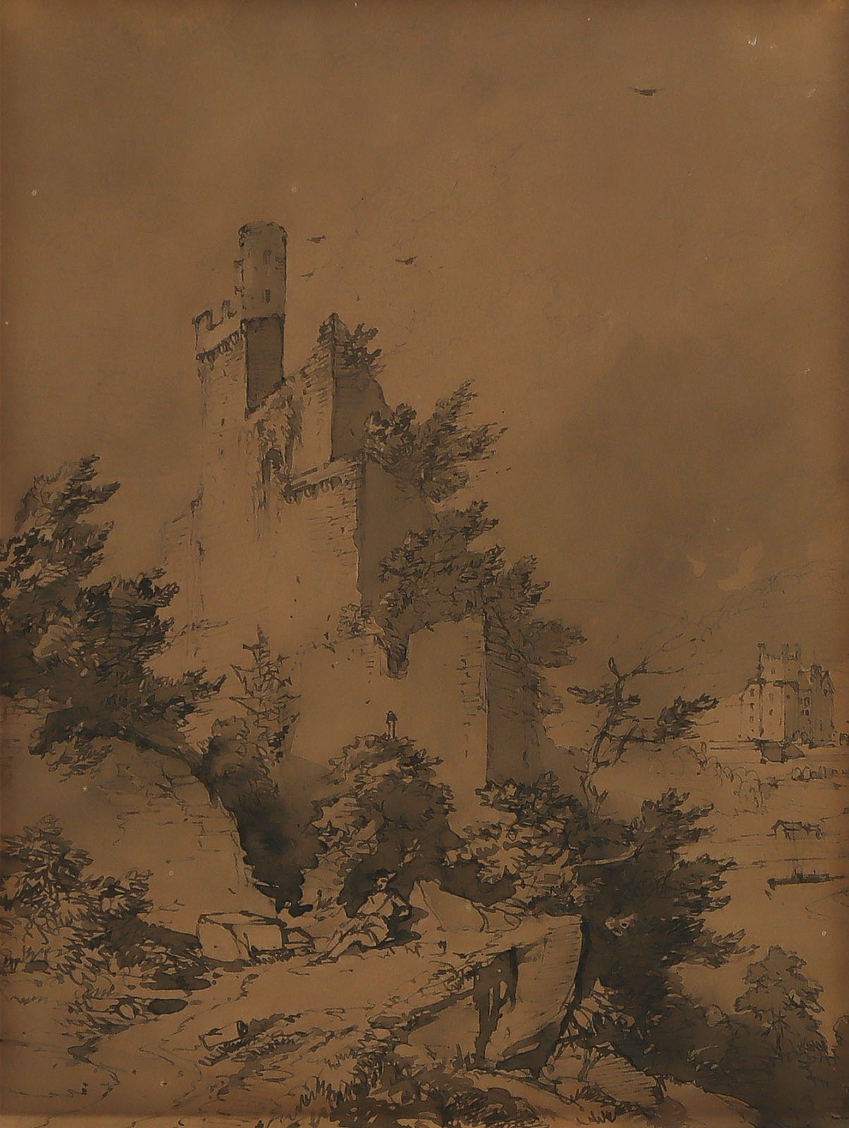 Mittelburg bei Neckarsteinach – Mittelalterlicher Torturm – Flußlauf mit Fischerboot bei einer mittelalterlichen Stadt.