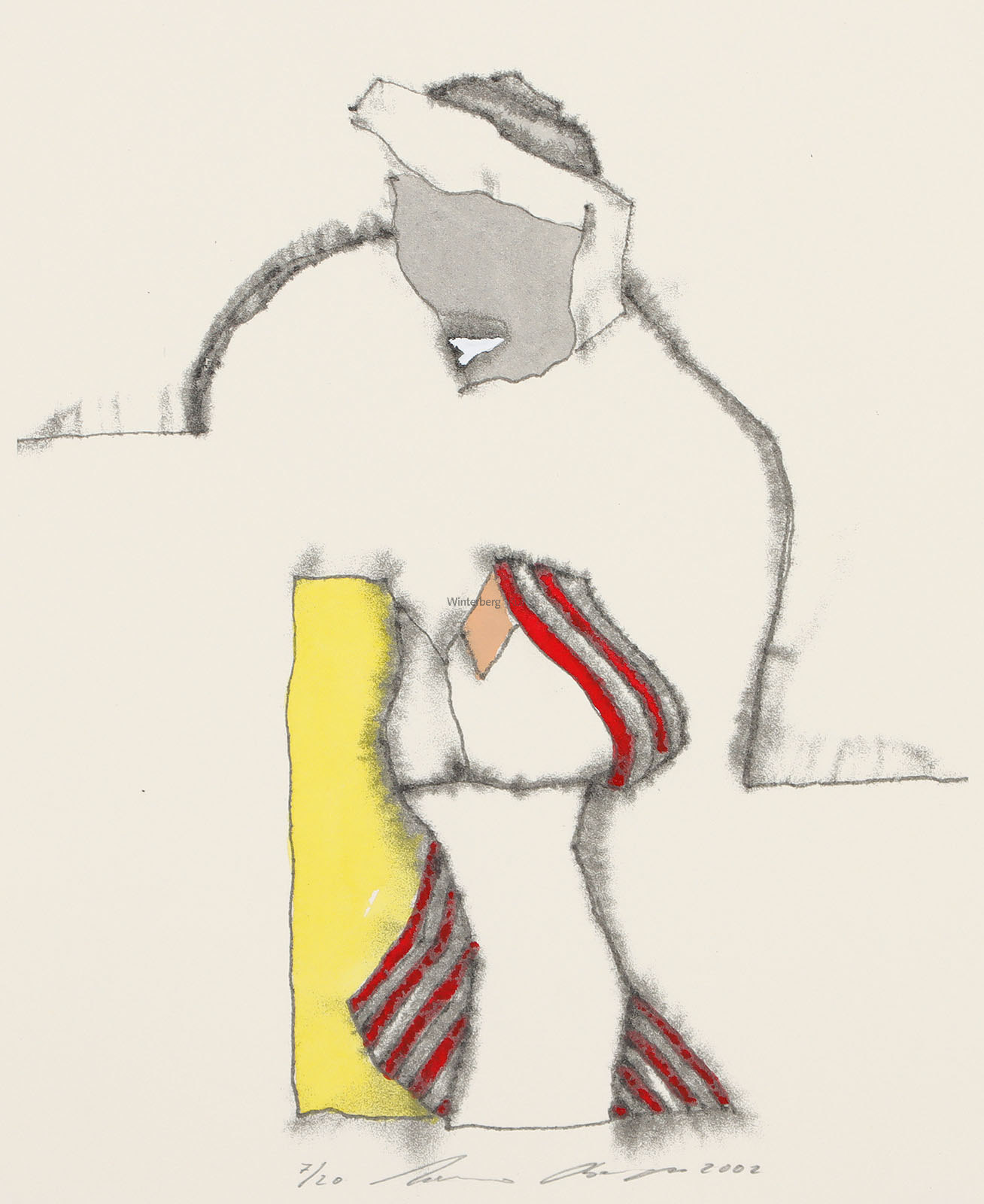 Silhouette einer stehenden Gestalt – Silhouette einer Frau mit Stirnband.