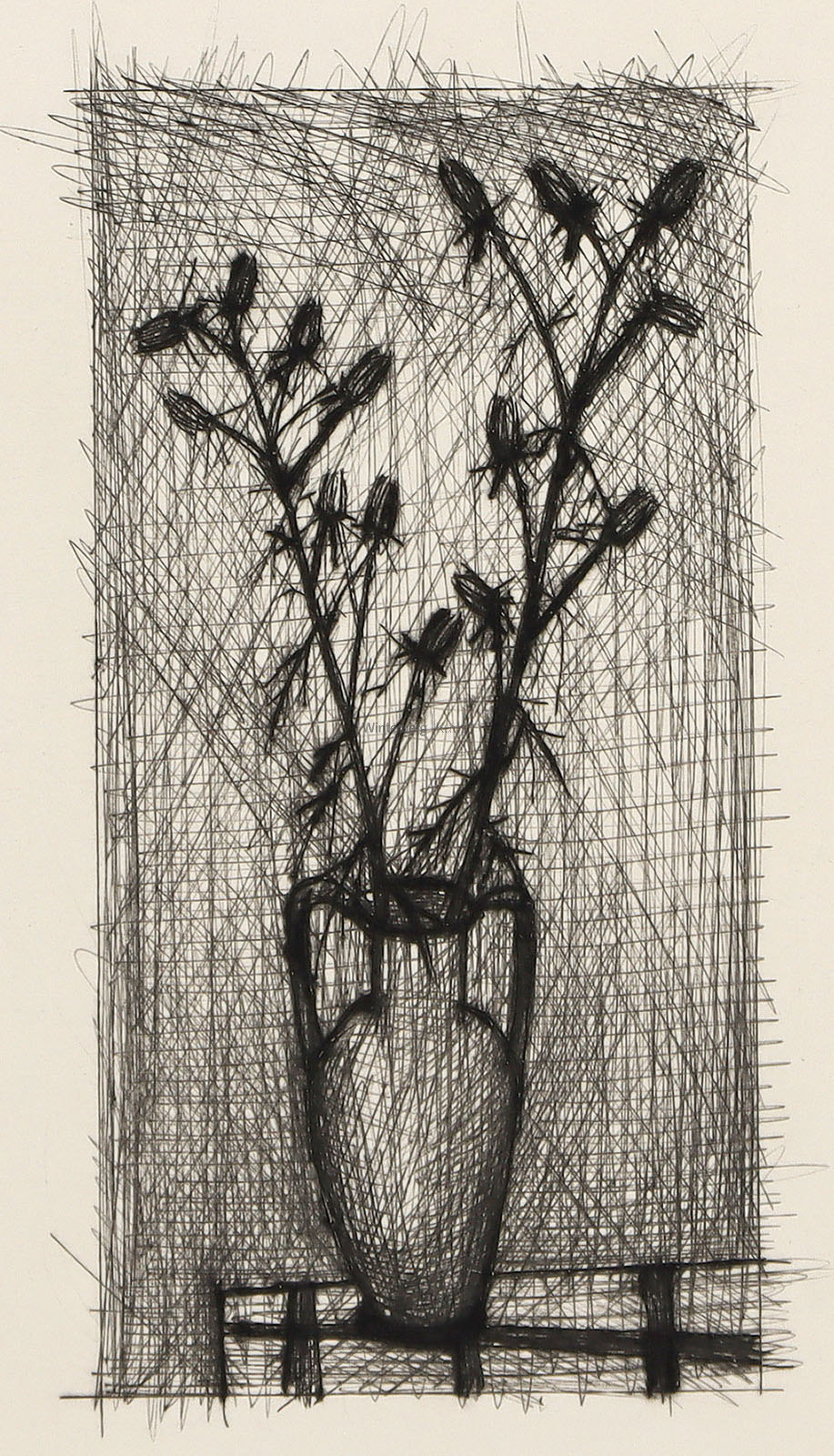 Vase à deux Anses avec deux Branches fleuries.