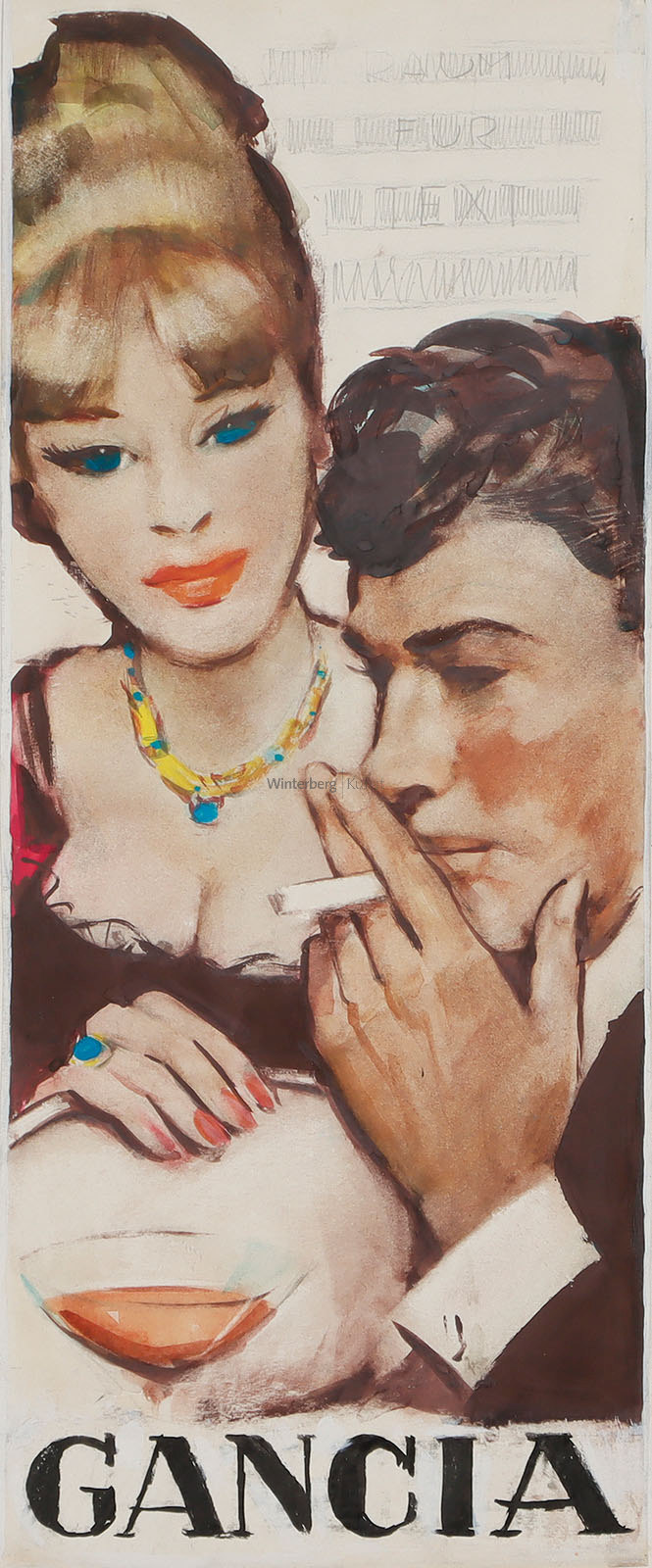 Paar mit Zigarette und Cocktailglas.