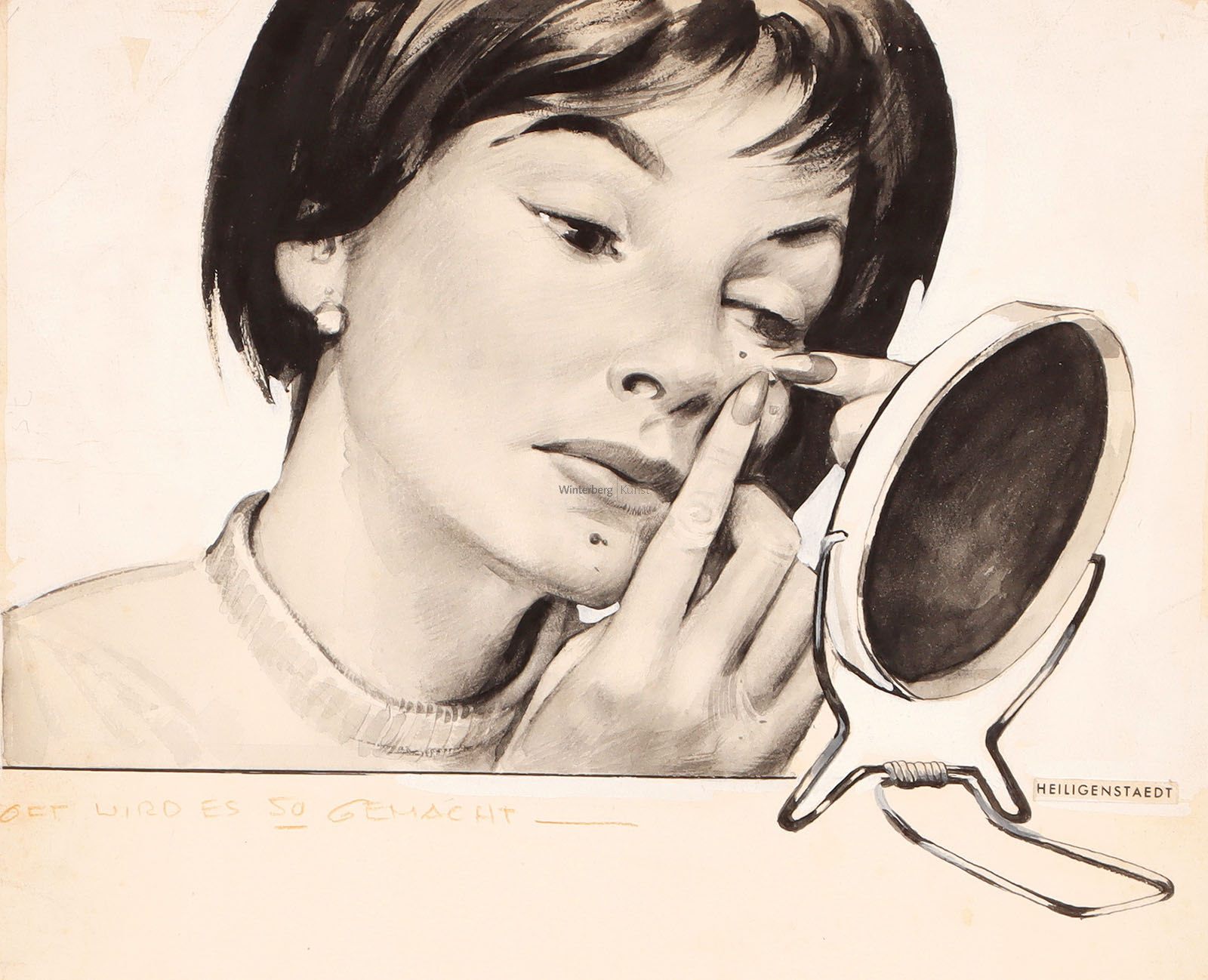 Junge Frau vor einem Kosmetik-Spiegel,