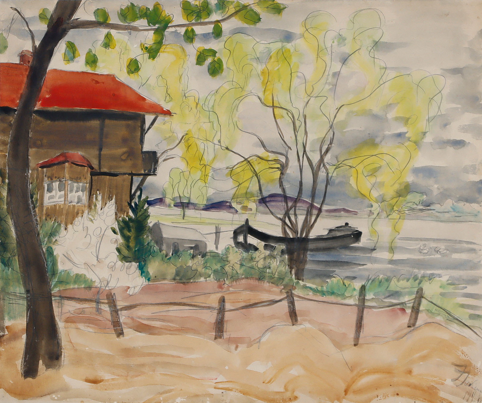 Boot am Ufer eines bayerischen Sees.