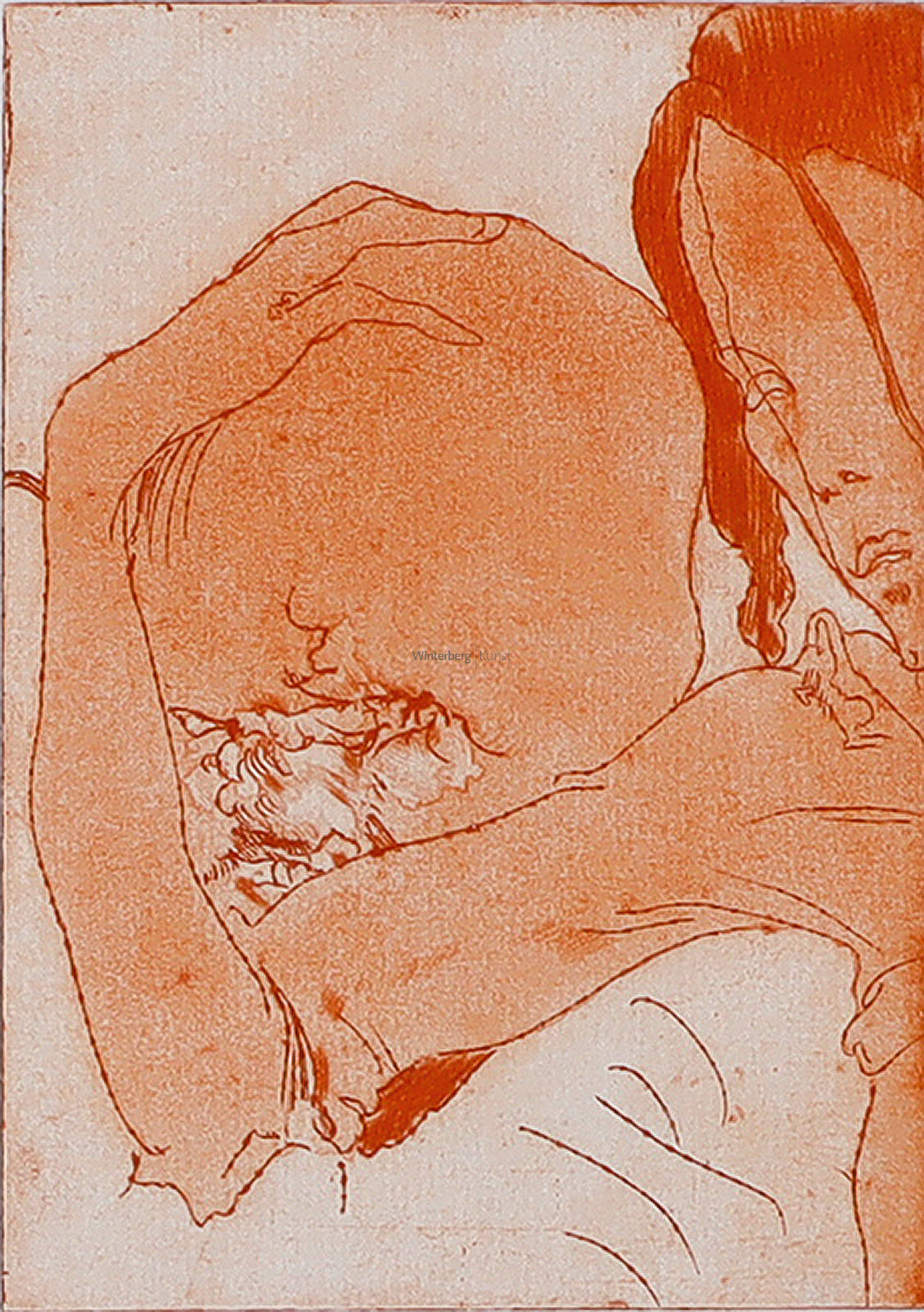 Grimmiger Kopf und Frau – Membrum virile.