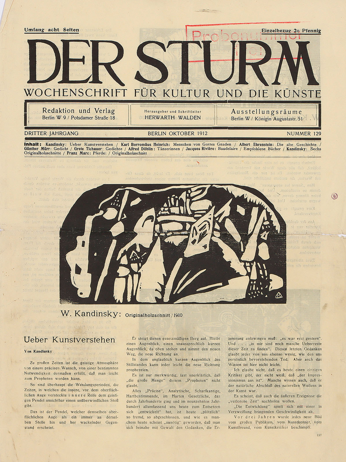 Bewegtes Leben (Ankunft der Kaufleute) – Schalmei – Holzschnitt für den „Sturm“.