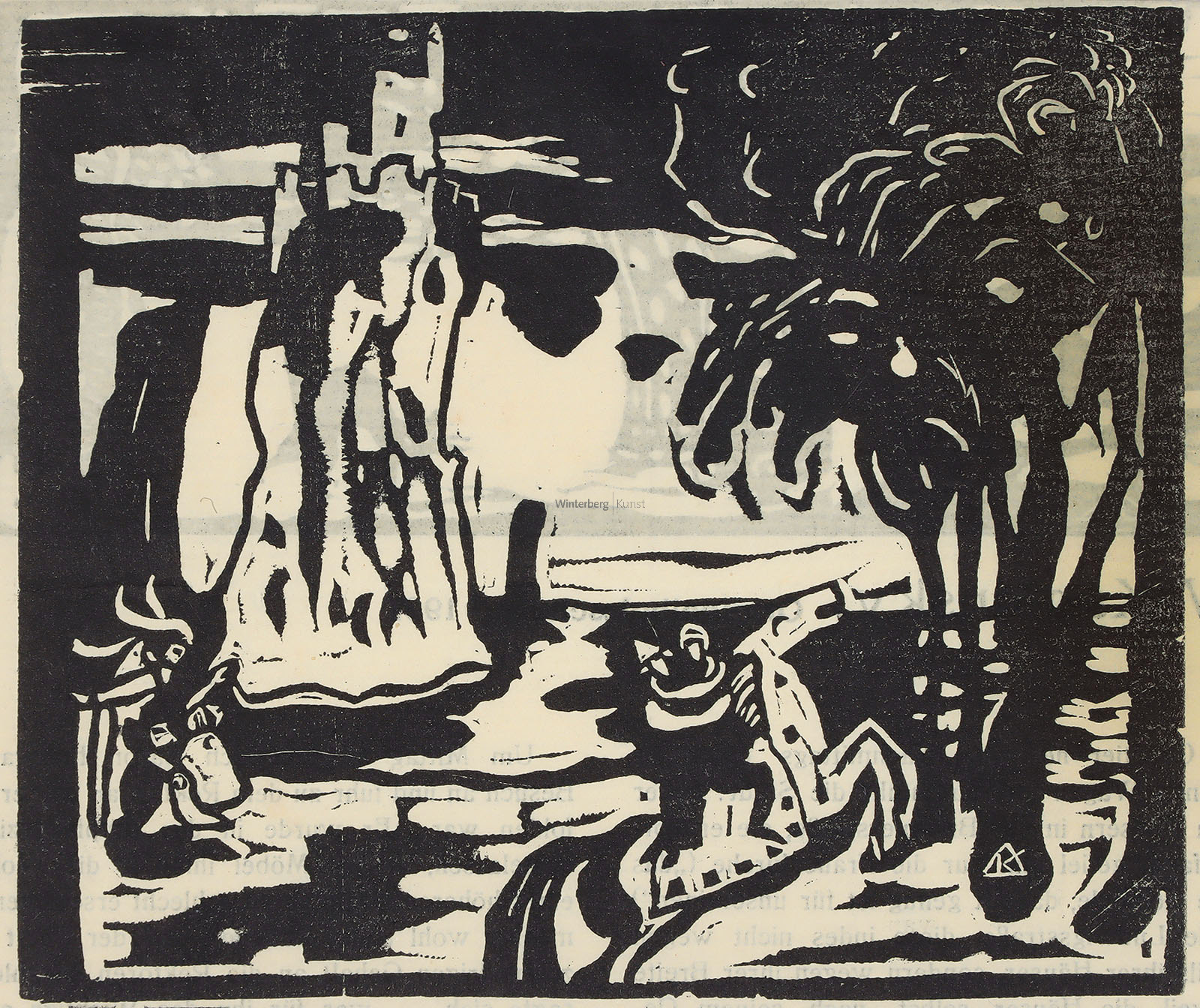 Sitzende Mädchen – Katze – Felsen.