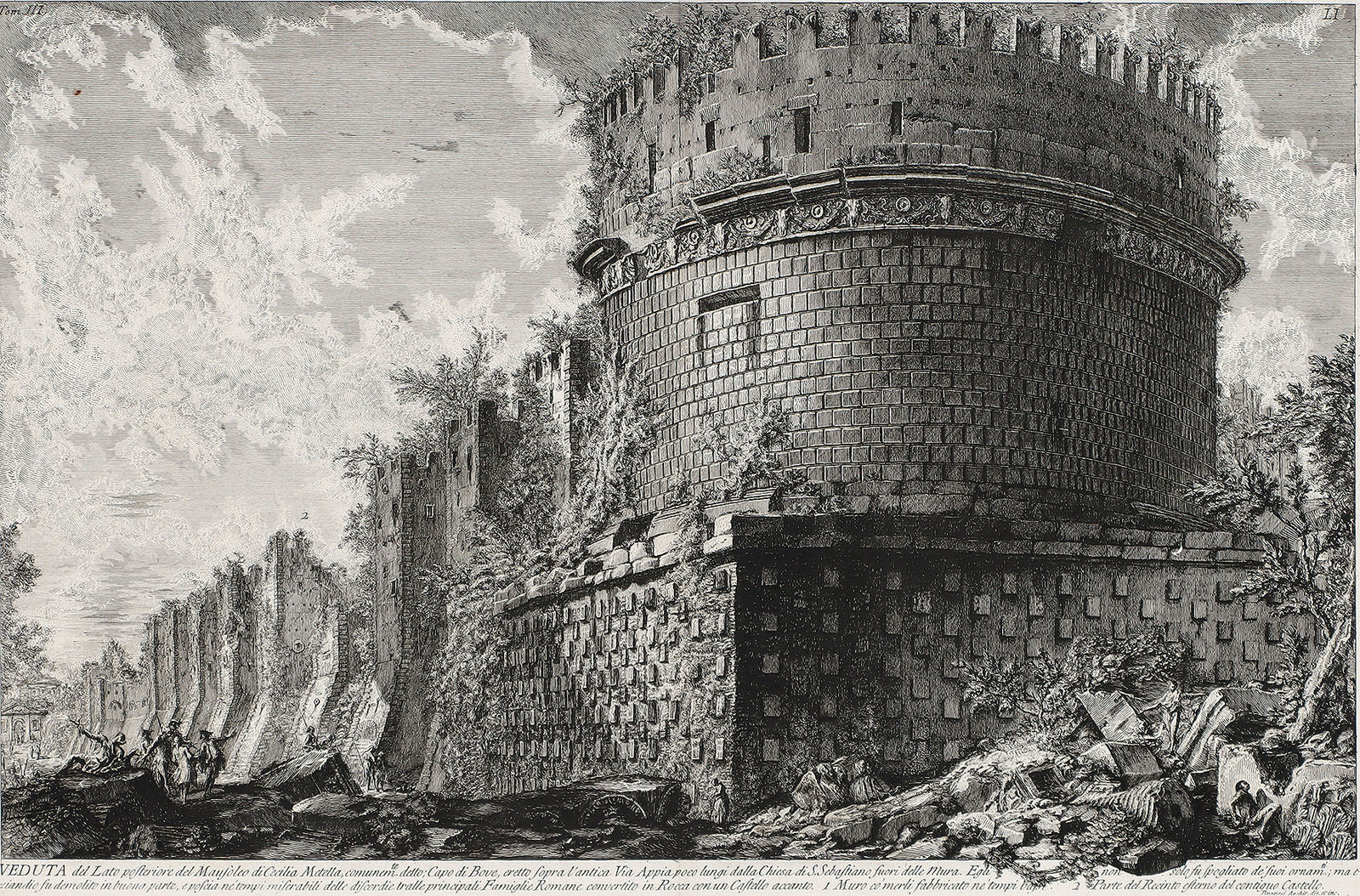 Veduta del Lato… del Mausoleo di Cecilia Metella, eretto Sopra l’antica Via Appia…