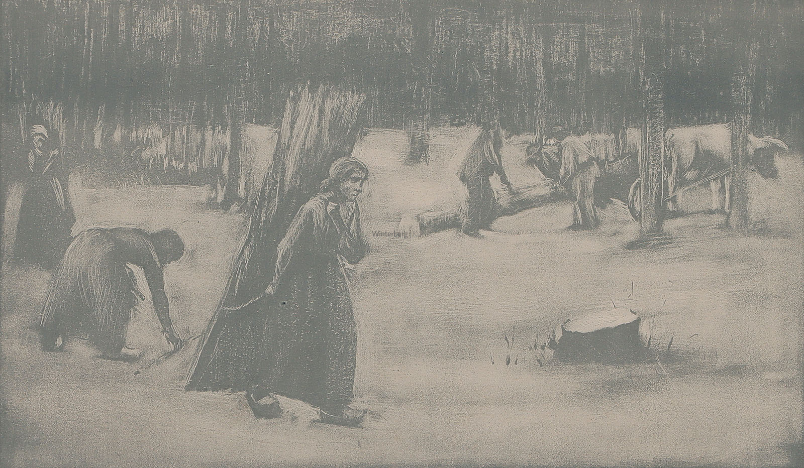 Holzsammler im Walde.