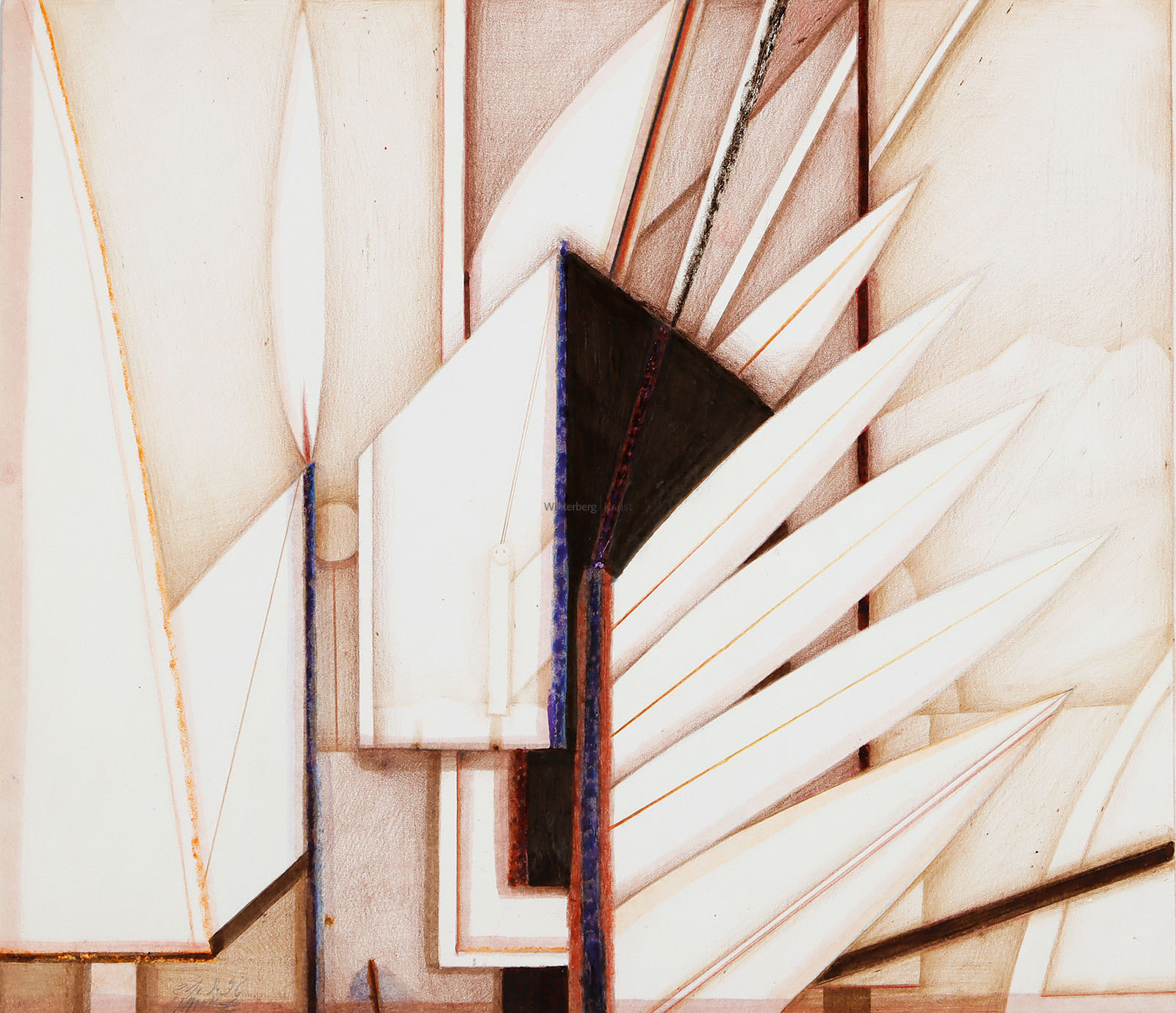 Abstrakte Komposition mit Blattformen.