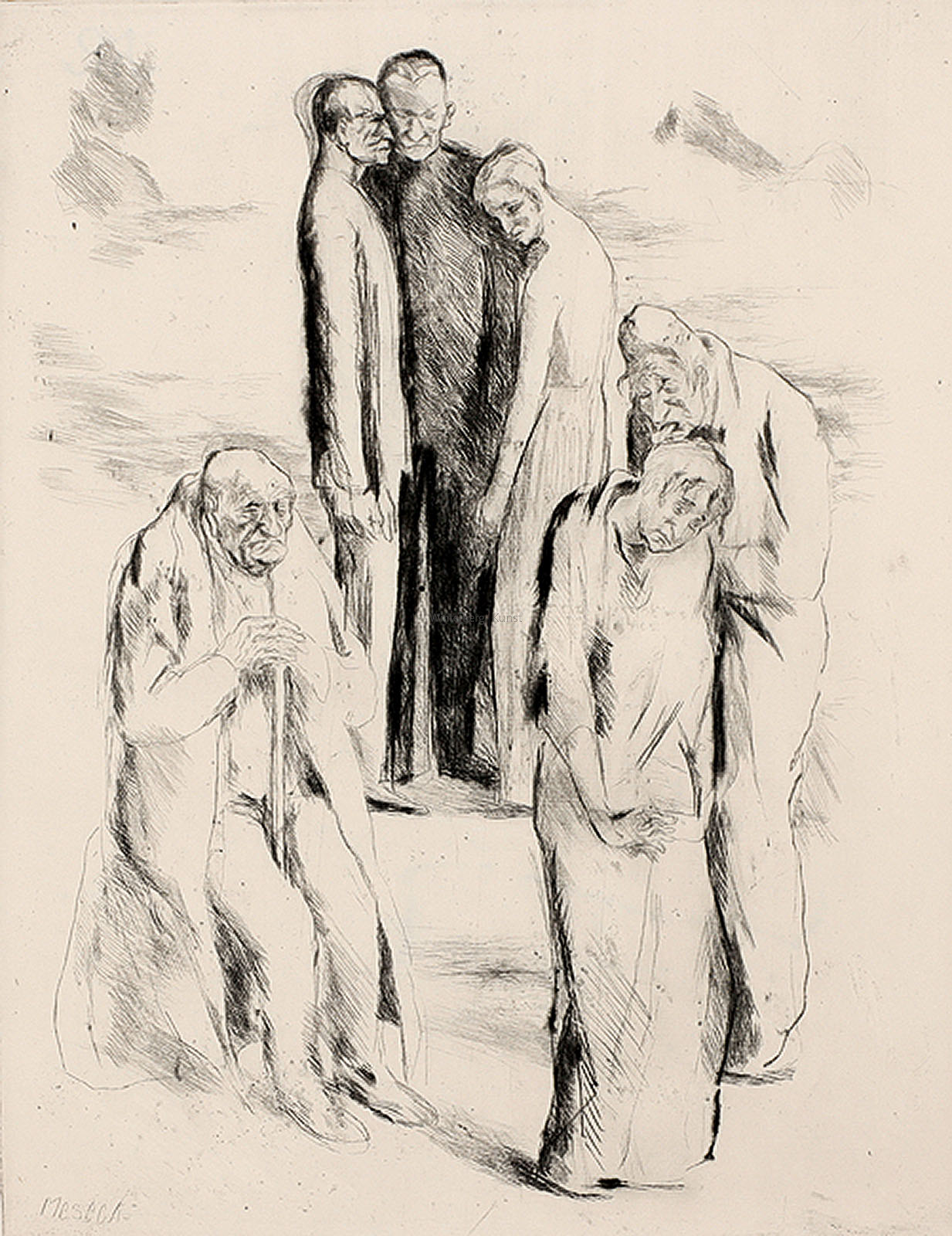 Flusslandschaft mit Angler – Landschaft mit Ziegen – Trauernde Personen – Obsternte.