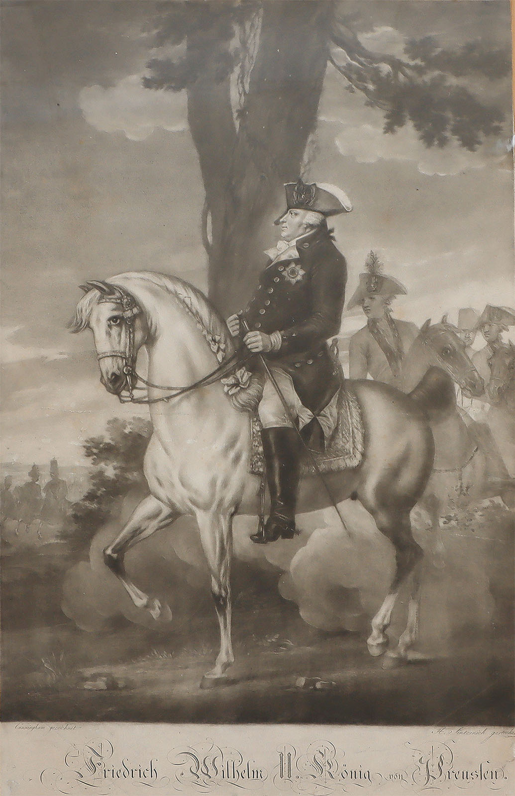 König Friedrich Wilhelm II. von Preußen zu Pferde.