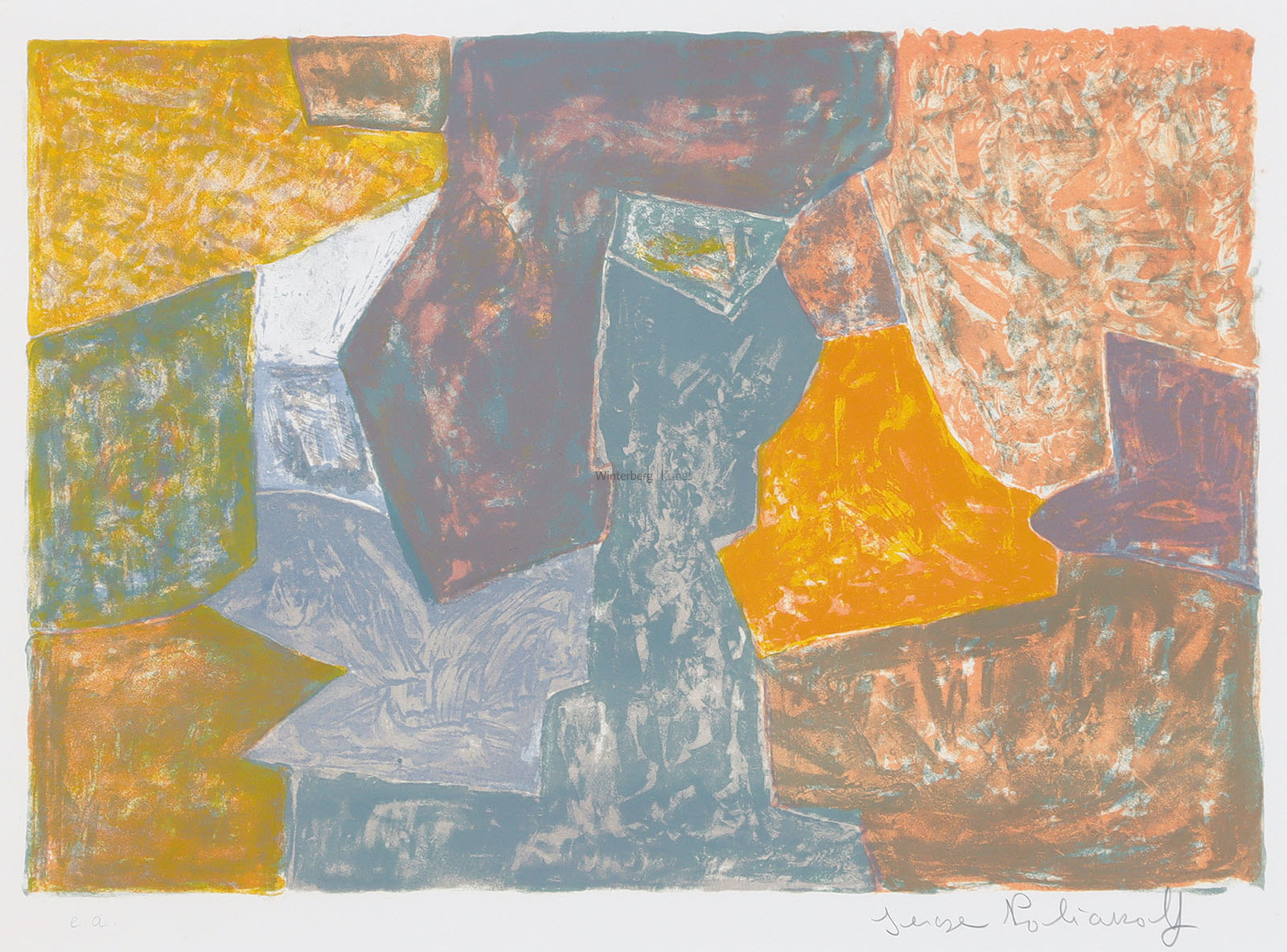 Composition jaune, rouge et grise.