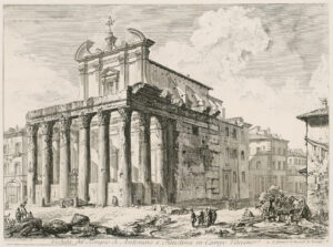 Veduta del Tempio Antonino e Faustina in Campo Vaccino.