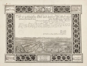 Karlsruhe: Prospect der kurfürstlichen Residenz-Stadt Carlsruhe – Ansicht der Residenzstadt Carlsruhe.