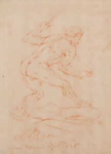 Männlicher Akt in Angriffshaltung.