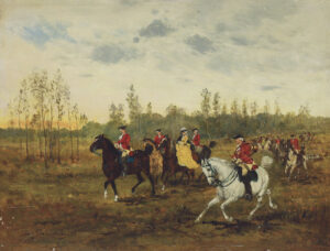 Preussische Jagdgesellschaft zu Pferde.