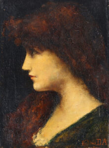 Brustbildnis einer rothaarigen Frau,