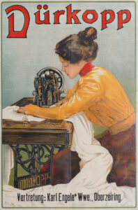 Dürkopp: Junge Frau an der Nähmaschine.