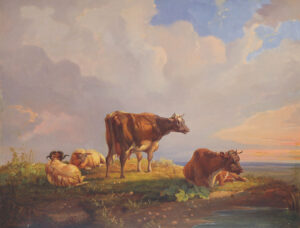 Hochalpe mit Schafen und Kühen.