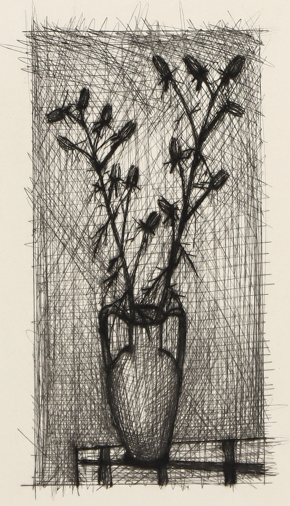 Vase à deux Anses avec deux Branches fleuries.