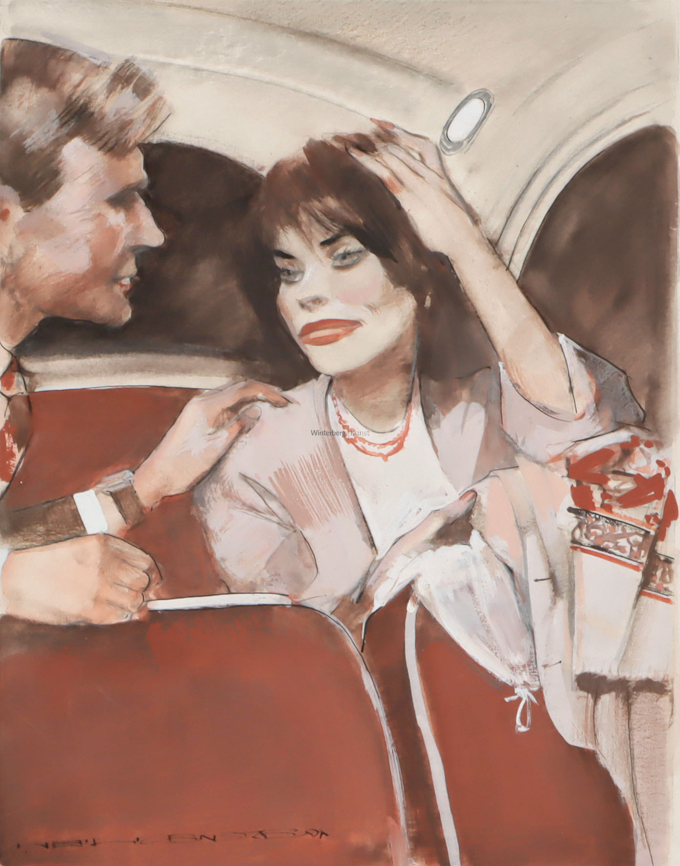 Paar auf der Rückbank eines Autos.