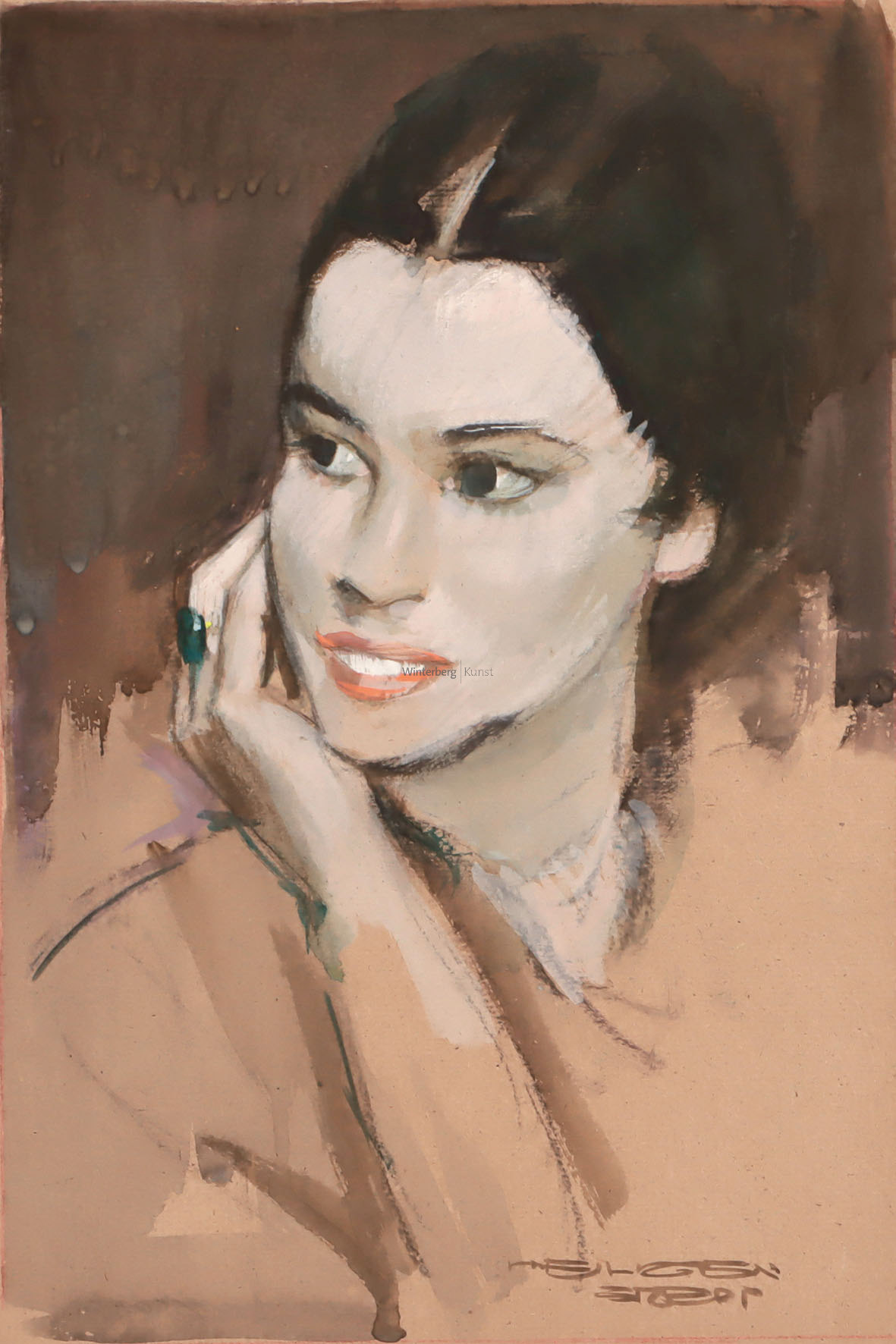 Bildnis einer jungen dunkelhaarigen Frau,