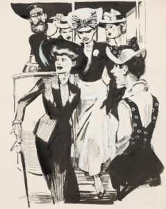 „Die Straßenbahn mit der ‘niedlichen Fracht’ 1907 (HALLE.) Midinettes“.