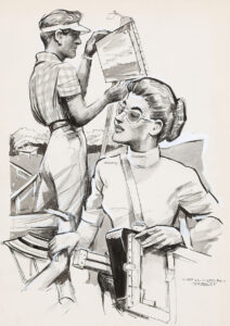 Landschaftsmaler an bzw. mit Staffelei.