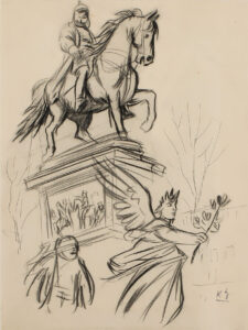 Das Reiterdenkmal Kaiser Wilhelm I auf dem Kaiserplatz in Karlsruhe.