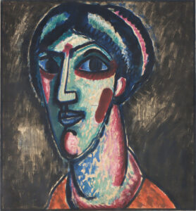 Kopf in schwarz und grün.