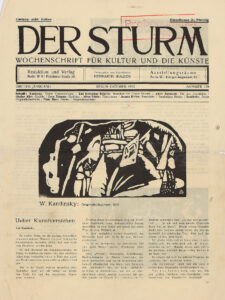 Bewegtes Leben (Ankunft der Kaufleute) – Schalmei – Holzschnitt für den „Sturm“.