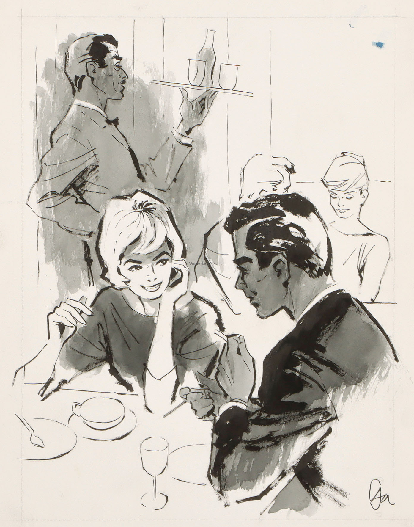 Paar in einem Bistro.