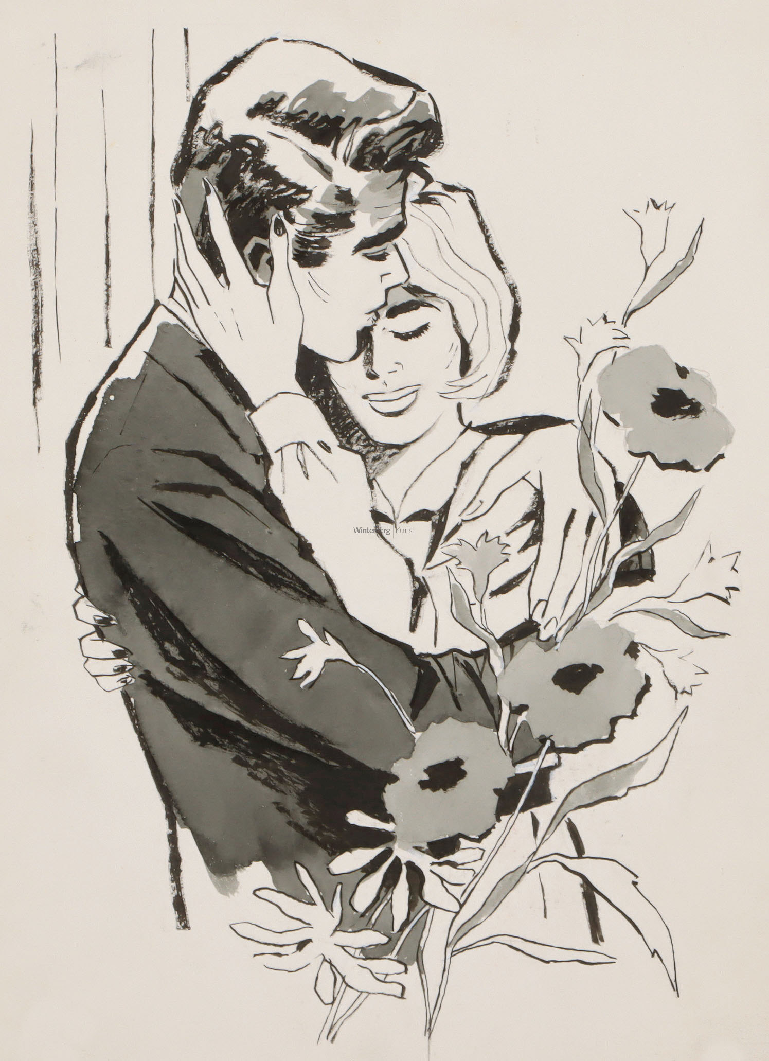 Paar in inniger Umarmung.