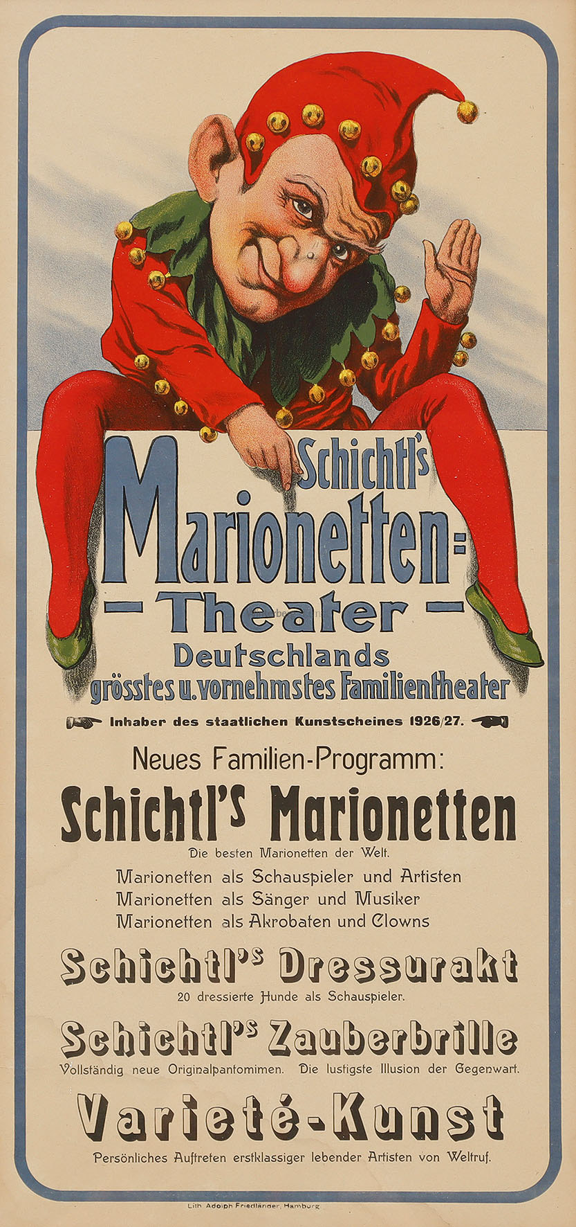 Schichtl’s Marionetten-Theater: Sitzender Kasperle.