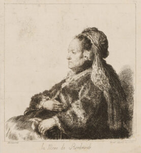 Preciosa – Mann mit kahlem Kopf, nach rechts gewendet – Rembrandts Mutter mit orientalischer Kopfbinde.