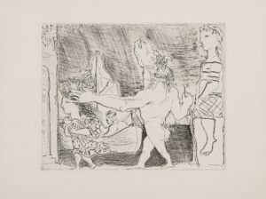 Minotaure aveugle guidé dans la Nuit par une petite Fille au Pigeon.