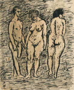 „Männerakt mit zwei Frauen“.