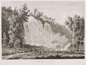 Villa Mecenate – Porta scura, o sia Entrata nella Villa Meccenate – In Villa Mecenate – Cascatella Superiore a Tivoli.