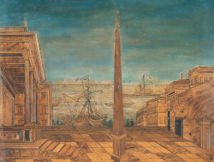 Platz mit Obelisk am Hafen,