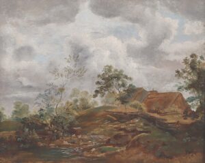 Landschaft mit Gehöft.